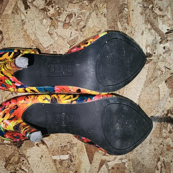 BRASH Colorful Floral Slip On Stiletto Heels Dress Shoes Women's (Multicolor)- 5 - Picture 8 of 9